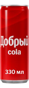 НАПИТОК ДОБРЫЙ КОЛА Б/АЛК ГАЗ 0,33Л Ж/Б НАПИТОК ДОБРЫЙ КОЛА Б/АЛК ГАЗ 0,33Л Ж/Б