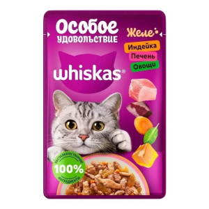 КОРМ ДЛЯ КОШЕК ВИСКАС ЖЕЛЕ ОСОБОЕ УДОВОЛЬСТВИЕ ИНДЕЙКА ПЕЧЕНЬ ОВОЩИ 75 Г