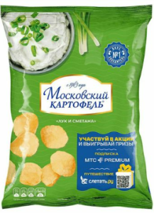 ЧИПСЫ КАРТОФЕЛЬ МОСКОВСКИЙ ХРУСТ СО ВКУСОМ ЛУКА И СМЕТАНЫ 120 Г