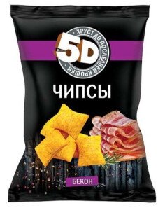 ЧИПСЫ 5Д СО ВКУСОМ БЕКОНА ПШЕНИЧНЫЕ 90 Г