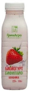 БИО-ЙОГУРТ ПИТЬЕВОЙ БИФИЛАЙФ ГРИНАГРО КЛУБНИКА 2,5% 0,33Л ПЭТ