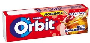 ЖЕВАТЕЛЬНАЯ РЕЗИНКА ОРБИТ БЕЗ САХАРА КОЛА ВИШНЯ 13,6 Г