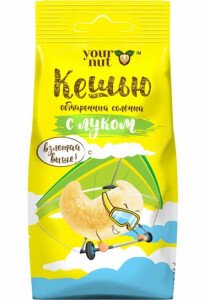 КЕШЬЮ Ю НУТ ОБЖАРЕННЫЙ СОЛЕНЫЙ С ЛУКОМ 80 Г