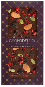 ШОКОЛАД БЕЗ САХАРА ГОРЬКИЙ МИНДАЛЬ ЧЕРНИКА ВИШНЯ 80 Г