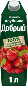 НАПИТОК СОКОСОДЕРЖАЩИЙ ДОБРЫЙ ИЗ ЯБЛОК И КЛУБНИКИ 1Л Т/П