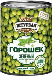 ГОРОШЕК ЗЕЛЁНЫЙ ШТУРВАЛ ГОСТ 1 СОРТ 400 Г Ж/Б