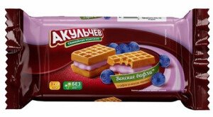 ВАФЛИ ВЕНСКИЕ АКУЛЬЧЕВ С СУФЛЕ СО ВКУСОМ ЧЕРНИКИ 107 Г