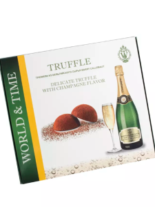 НАБОР КОНФЕТ ВЕРЛД ТАЙМ НЕЖНЫЙ ТРЮФЕЛЬ СО ВКУСОМ ИГРИСТОГО ШАМПАНСКОГО И ВЗРЫВНОЙ КАРАМЕЛЬЮ 120 Г