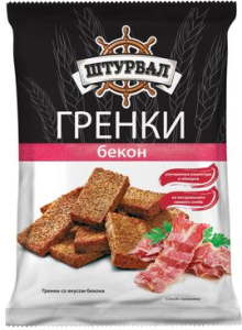 ГРЕНКИ ШТУРВАЛ СО ВКУСОМ БЕКОНА 100 Г