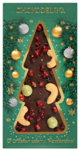 ШОКОЛАД БРУСНИКА ВИШНЯ КЕШЬЮ ТЕМНЫЙ С УКРАШЕНИЕМ 100 Г