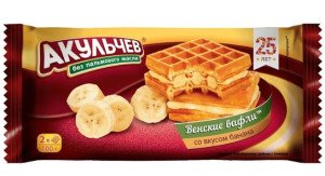 ВАФЛИ АКУЛЬЧЕВ ВЕНСКИЕ С БАНАНОМ 100 Г ВАФЛИ АКУЛЬЧЕВ ВЕНСКИЕ С БАНАНОМ 100 Г