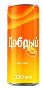 НАПИТОК ДОБРЫЙ АПЕЛЬСИН С ВИТАМИНОМ С Б/АЛК ГАЗ 0,33Л Ж/Б