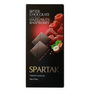 ШОКОЛАД СПАРТАК С МАЛИНОЙ И ДРОБЛЕНЫМ ФУНДУКОМ ГОРЬКИЙ 95 Г ШОКОЛАД СПАРТАК С МАЛИНОЙ И ДРОБЛЕНЫМ ФУНДУКОМ ГОРЬКИЙ 95 Г