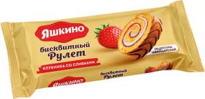 РУЛЕТ ЯШКИНО КЛУБНИЧНЫЙ СО СЛИВКАМИ 200 Г РУЛЕТ ЯШКИНО КЛУБНИЧНЫЙ СО СЛИВКАМИ 200 Г