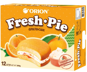 ПИРОЖНОЕ ОРИОН АПЕЛЬСИН ФРЕШ ПАЙ БИСКВИТНОЕ 300 Г ПИРОЖНОЕ ОРИОН АПЕЛЬСИН ФРЕШ ПАЙ БИСКВИТНОЕ 300 Г