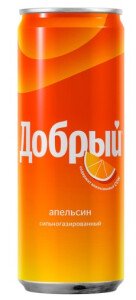 НАПИТОК ДОБРЫЙ АПЕЛЬСИН С ВИТАМИНОМ С Б/АЛК ГАЗ 0,33Л Ж/Б