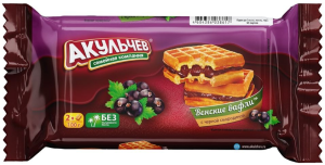 ВАФЛИ АКУЛЬЧЕВ ВЕНСКИЕ С ЧЕРНОЙ СМОРОДИНОЙ 100 Г
