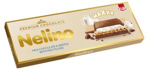 ШОКОЛАД НЕЛИНО ПРЕМИУМ МОЛОЧНЫЙ С МОЛОЧНОЙ НАЧИНКОЙ И ВАФЛЕЙ 80 Г