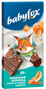 ШОКОЛАД БЭБИФОКС АРАХИС И КАРАМЕЛЬ 90 Г