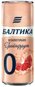 ПИВНОЙ НАПИТОК БАЛТИКА БЕЗАЛКОГОЛЬНОЕ ГРЕЙПФРУТ 0% 0,33Л Ж/Б