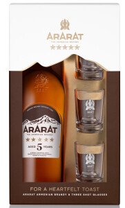 КОНЬЯК АРАРАТ 5 ЛЕТ 40% 0,7Л П/УП+3 СТАКАНА КОНЬЯК АРАРАТ 5 ЛЕТ 40% 0,7Л П/УП+3 СТАКАНА