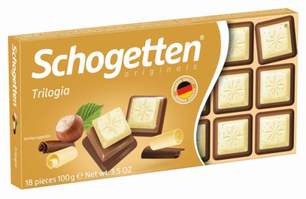 ШОКОЛАД ШОГЕТЕН МОЛОЧНЫЙ БЕЛЫЙ С ГРИЛЬЯЖЕМ И ФУНДУКОМ 100 Г