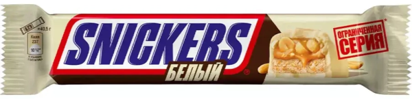 ШОКОЛАДНЫЙ БАТОНЧИК СНИКЕРС БЕЛЫЙ 81 Г