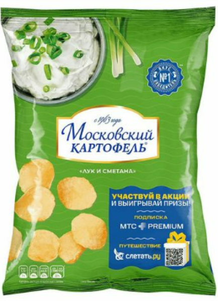 ЧИПСЫ КАРТОФЕЛЬ МОСКОВСКИЙ ХРУСТ СО ВКУСОМ ЛУКА И СМЕТАНЫ 120 Г