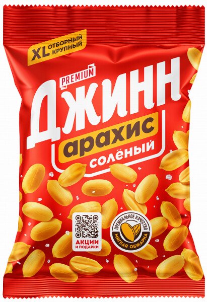 АРАХИС ДЖИНН ПРЕМИУМ ЖАРЕНЫЙ СОЛЕНЫЙ 80 Г