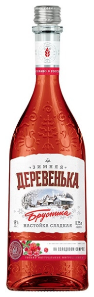 НАСТОЙКА СЛАДКАЯ ЗИМНЯЯ ДЕРЕВЕНЬКА БРУСНИКА 19% 0,25Л