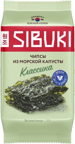 ЧИПСЫ ИЗ МОРСКОЙ КАПУСТЫ СИБУКИ КЛАССИКА 17 Г