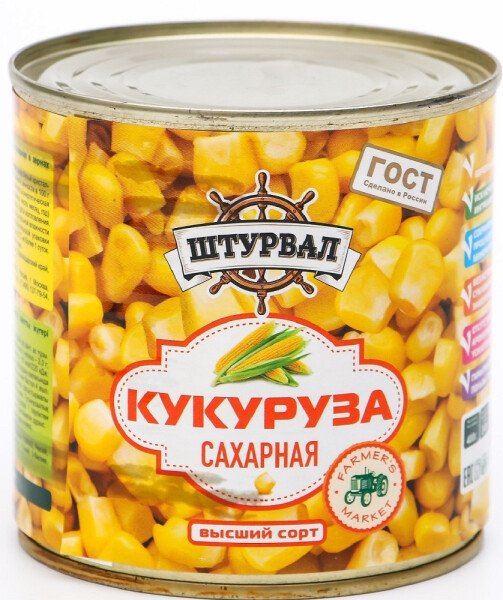 КУКУРУЗА САХАРНАЯ ШТУРВАЛ ГОСТ В/С 400 Г Ж\Б