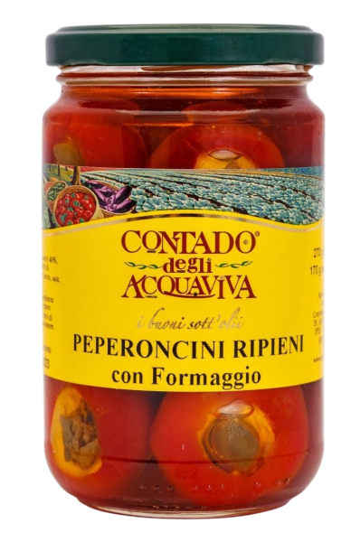 ПЕРЧИКИ КОНТАДО ДЕЛИ АКАВИВА С НАЧИНКОЙ ИЗ РИКОТТЫ В ОЛИВКОВОМ МАСЛЕ 280 Г