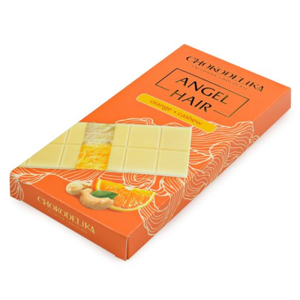 ШОКОЛАД АНГЕЛ ХАИР БЕЛЫЙ С НАЧИНКОЙ АПЕЛЬСИН КЕШЬЮ 150 Г