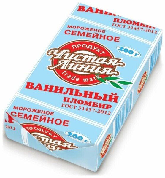 МОРОЖЕНОЕ ЧИСТАЯ ЛИНИЯ СЕМЕЙНОЕ ПЛОМБИР ВАНИЛЬНЫЙ 200 Г БЗМЖ