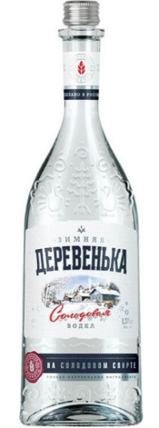 ВОДКА ЗИМНЯЯ ДЕРЕВЕНЬКА НА СОЛОДОВОМ СПИРТЕ АЛЬФА 40% 0,375Л