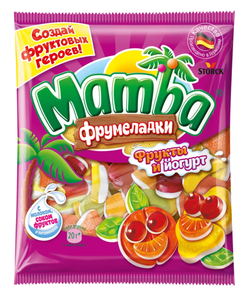 МАРМЕЛАД ЖЕВАТЕЛЬНЫЙ МАМБА ФРУМЕЛАДКИ ФРУКТЫ И ЙОГУРТ 72 Г