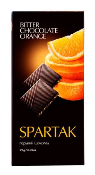 ШОКОЛАД СПАРТАК С АПЕЛЬСИНОМ ГОРЬКИЙ 95 Г
