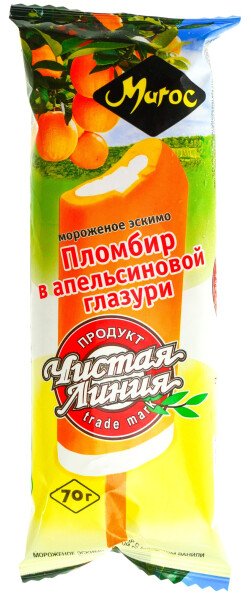 МОРОЖЕНОЕ ЧИСТАЯ ЛИНИЯ ЭСКИМО ПЛОМБИР В АПЕЛЬСИНОВОЙ ГЛАЗУРИ 70 Г БЗМЖ