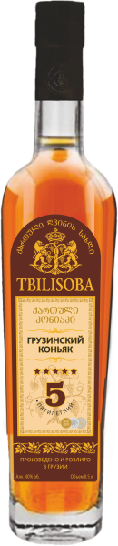 КОНЬЯК ТБИЛИСОБА ГРУЗИНСКИЙ КОНЬЯК 5 ЛЕТ 40% 0,5Л