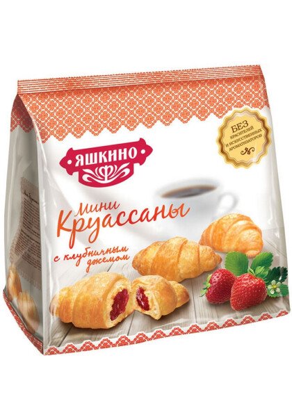 КРУАССАНЫ ЯШКИНО МИНИ С КЛУБНИЧНЫМ ДЖЕМОМ 180 Г