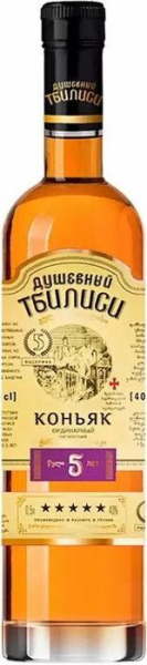 КОНЬЯК ДУШЕВНЫЙ ТБИЛИСИ 5 ЛЕТ 40% 0,5Л