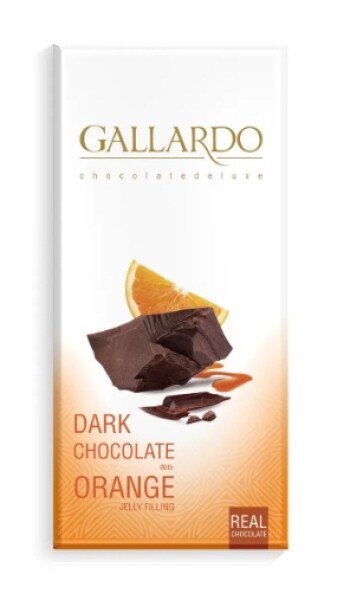 ШОКОЛАД ГАЛЛАРДО ГОРЬКИЙ С НАЧИНКОЙ СО ВКУСОМ АПЕЛЬСИНА 80 Г