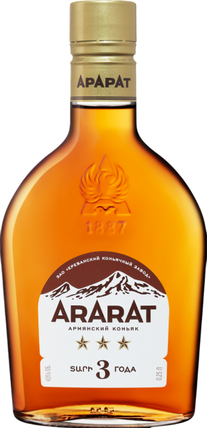 КОНЬЯК АРАРАТ 3 ГОДА 40% 0,25Л ФЛЯЖКА