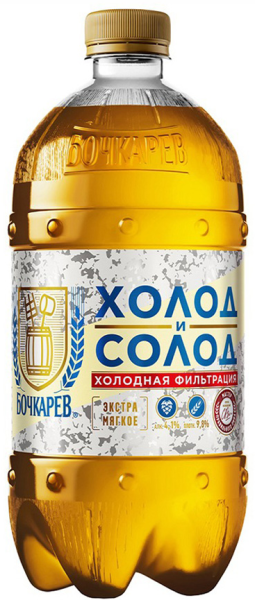 ПИВО БОЧКАРЕВ ХОЛОД И СОЛОД СВЕТЛОЕ 4,1% 0,95Л ПЛ/Б