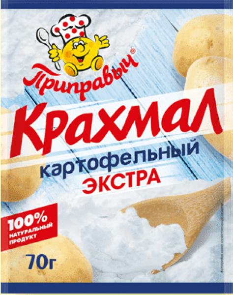 КРАХМАЛ КАРТОФЕЛЬНЫЙ ПРИПРАВЫЧ СОРТ ЭКСТРА 70 Г