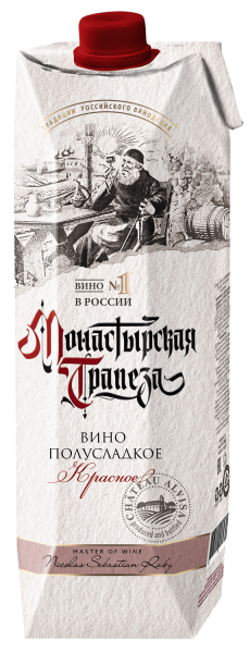 ВИНО МОНАСТЫРСКАЯ ТРАПЕЗА КР П/СЛ 10−12% 1,0Л Т/П