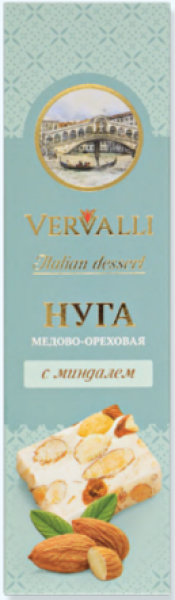 НУГА ВЕРВАЛЛИ МЕДОВО-ОРЕХОВАЯ С МИНДАЛЕМ 80 Г