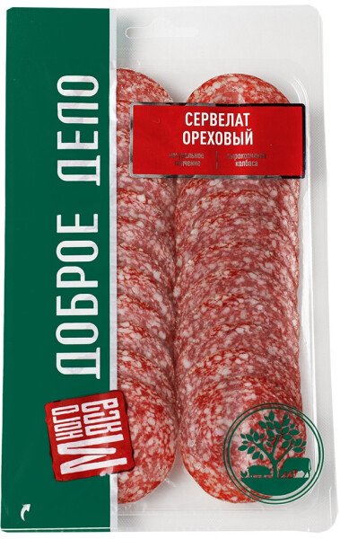 СЕРВЕЛАТ МНОГО МЯСА ОРЕХОВЫЙ НАРЕЗКА С/К 100 Г
