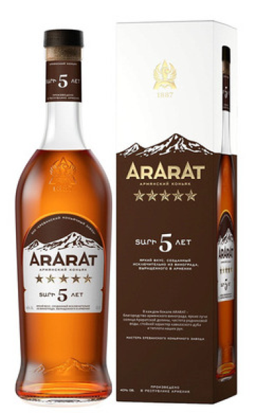 КОНЬЯК АРАРАТ 5 ЛЕТ 40% 0,5Л КОР